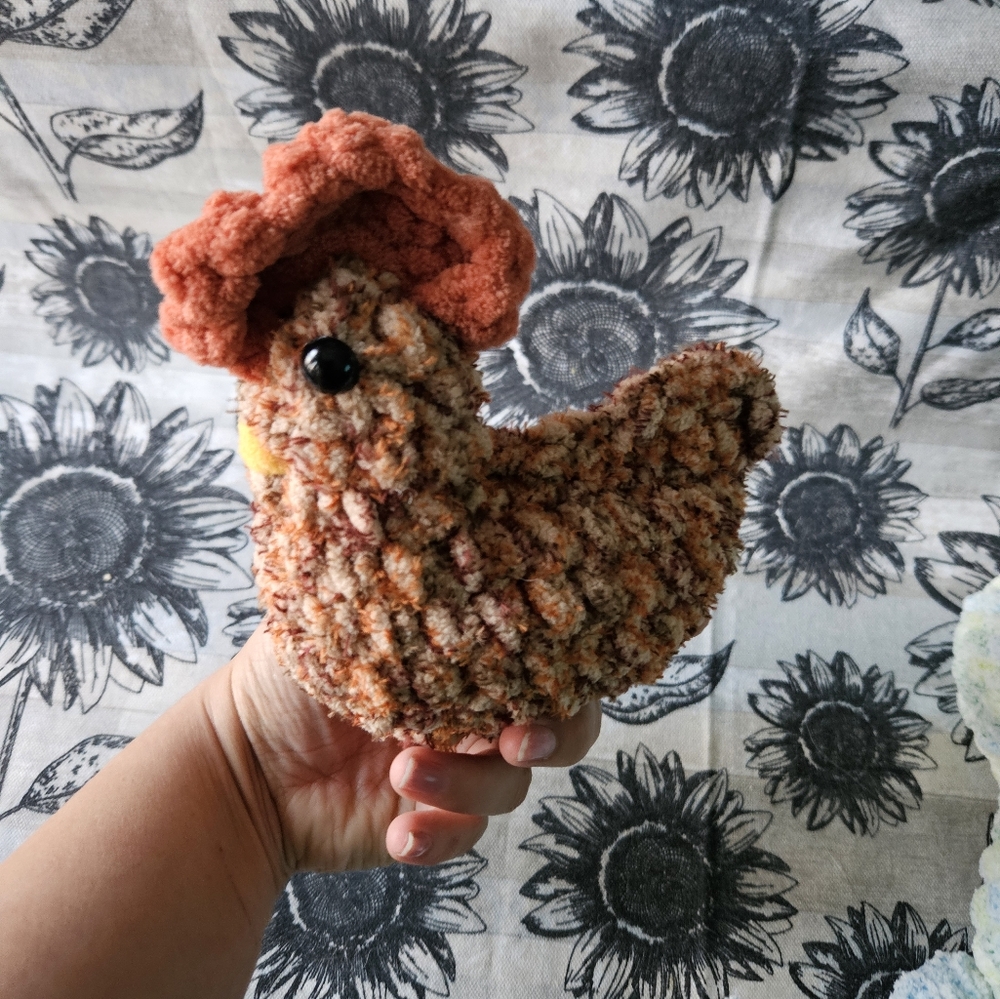 Orange Crochet Mini Rooster Chicken Amigurumi Plushie